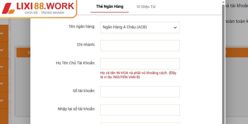 Rút Tiền Lixi88 – Hướng Dẫn Thực Hiện An Toàn Và Cực Nhanh 3 Không thêm được ngân hàng khi rút tiền Lixi88