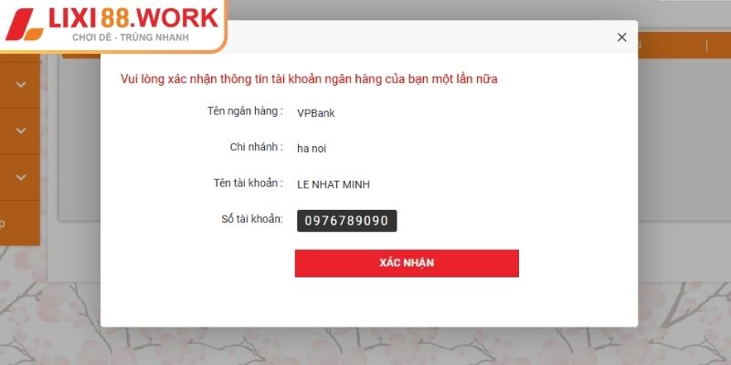 Rút Tiền Lixi88 – Hướng Dẫn Thực Hiện An Toàn Và Cực Nhanh 2 Xác thực và nhận tiền