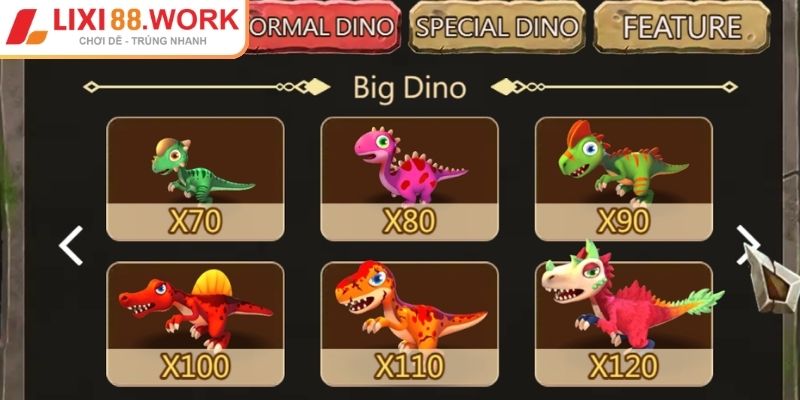 Săn Khủng Long Lixi88 – Mẹo Chinh Phục Kỷ Jura Kiếm Tiền Tỷ 2 Mức thưởng trong game Săn Khủng Long Lixi88